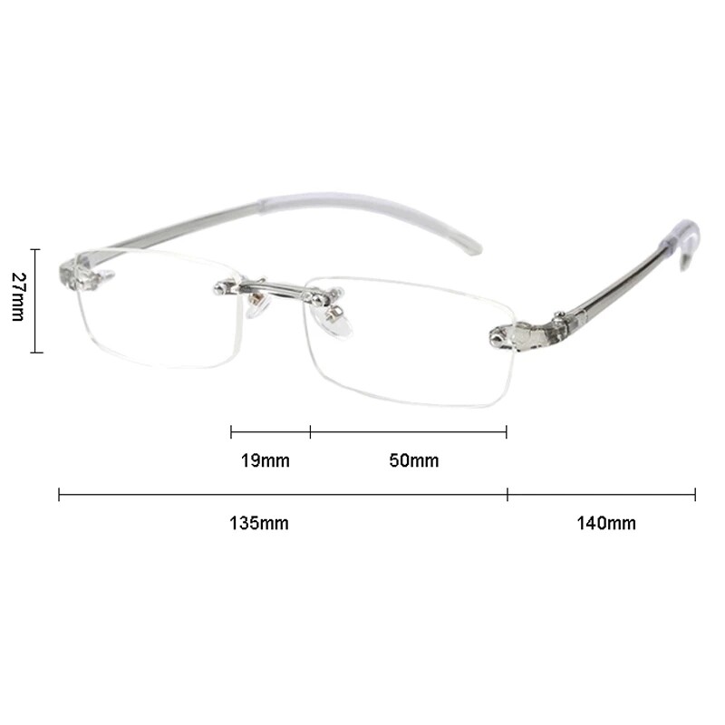 3 PACK Reading Glasses Elastic Transparent Rimless Flexible Men Women Eyeglasses
