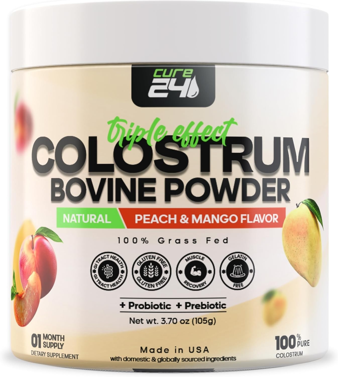 Bovine X3 Colostrum Supplement Powder for Humans, 100% Pure Whole Natural Grass