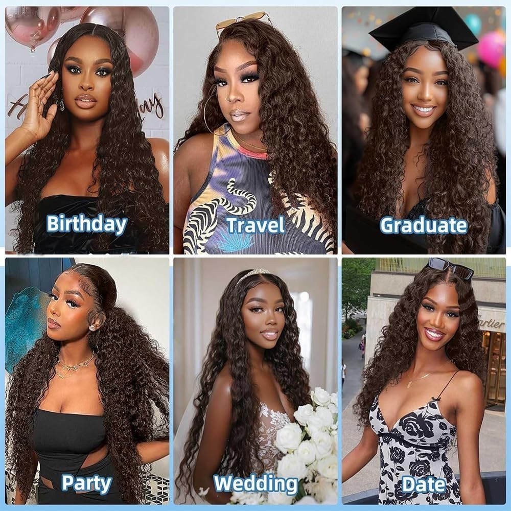 Kinky Curly Human Hair Extensions 3 Bundles Chocolate Brown 22″ 24″ 26″ 10A