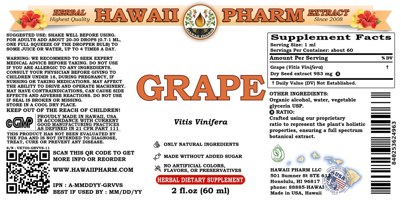 Grape Liquid Extract, Grape (Vitis Vinifera) Dried Seed Tincture