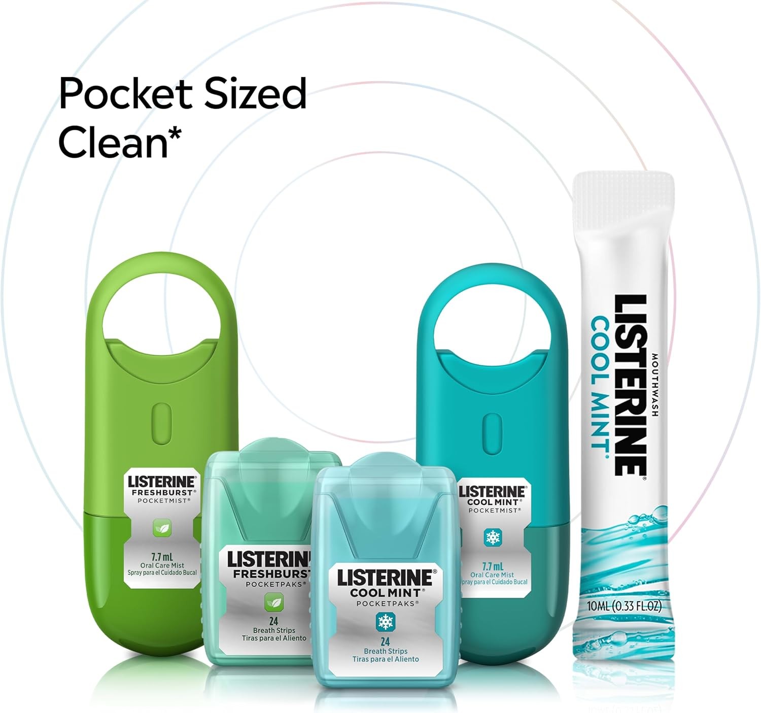 Listerine Cool Mint Pocketmist Oral Care Mist for Fresh Breath, Non-Aerosol Suga