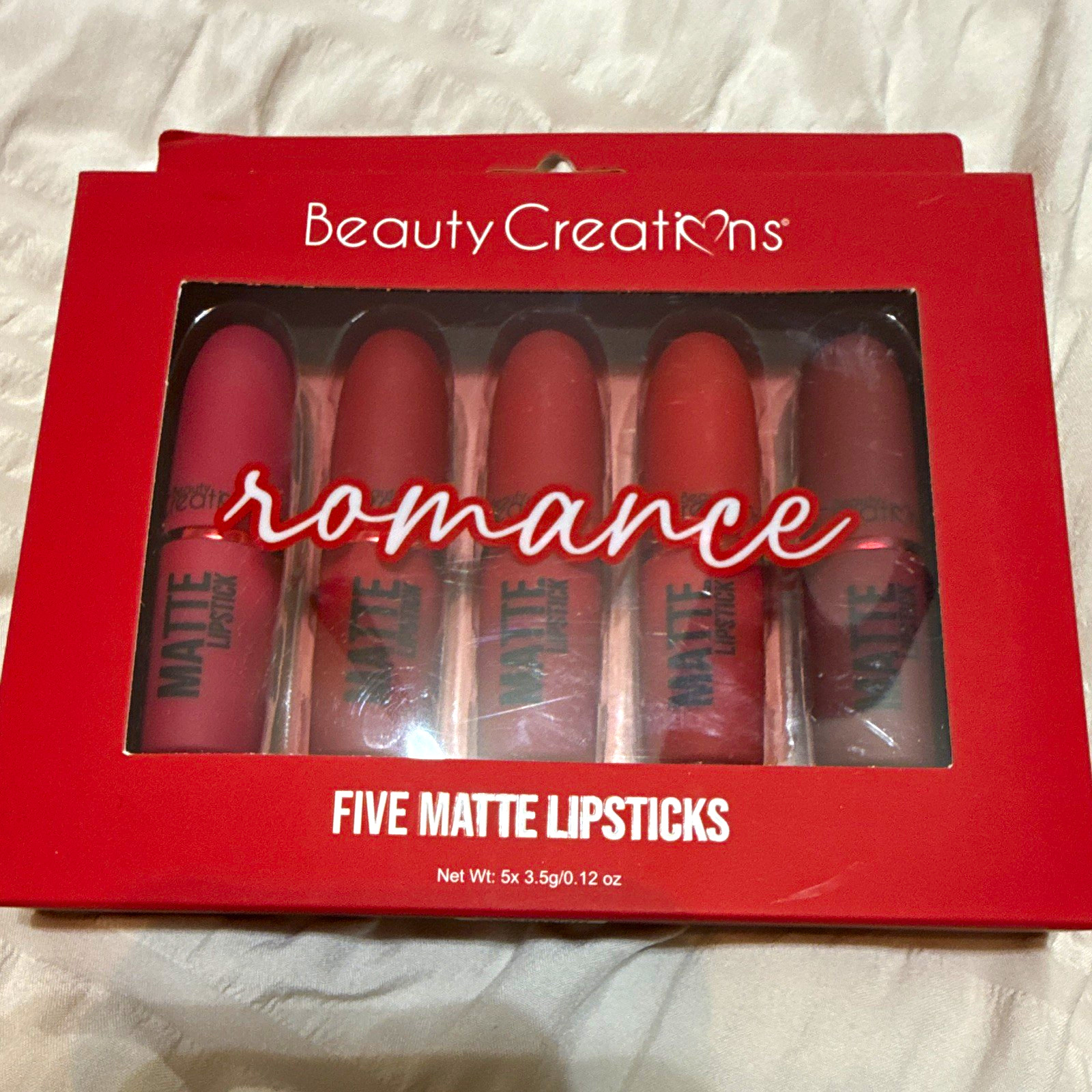 Beauty Creations Romance Matte Lipstick Set – 5 Shades, 0.12 oz Each