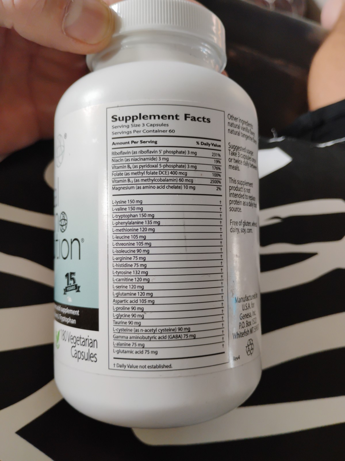 Sealed Total Amino Solution Supplement 180 Caps New Genesa Sell By 04/2027