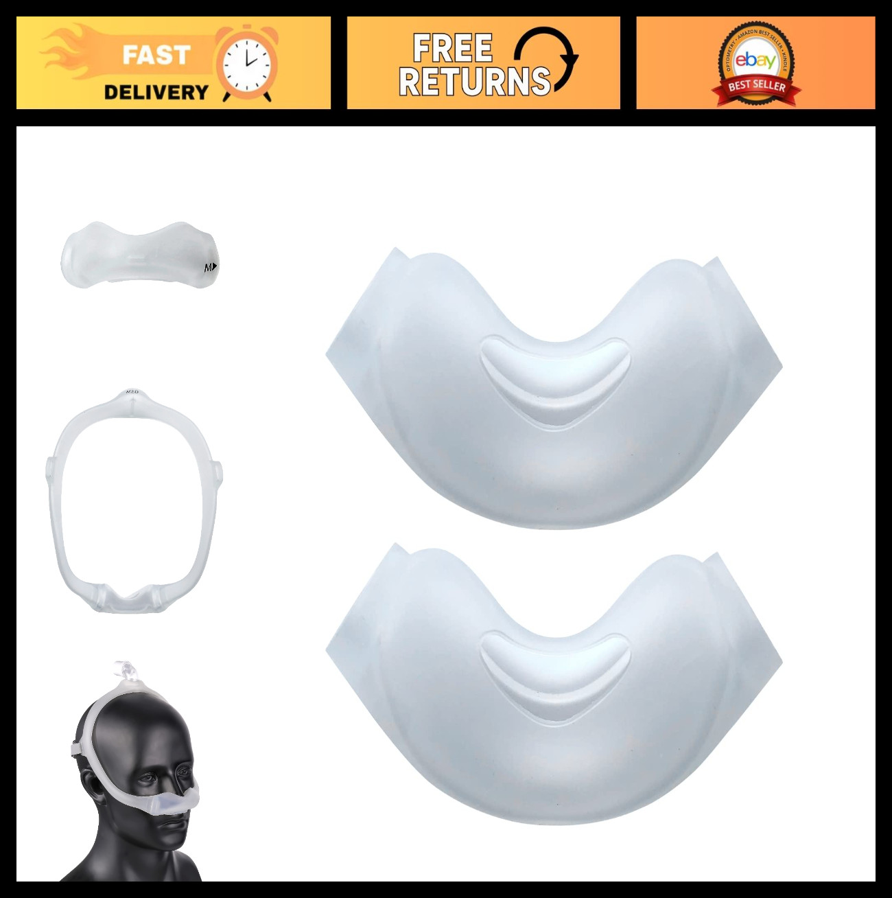 2 Pack Soft Silicone Gel Nasal Cushions for CPAP DreamWear – Medium Size