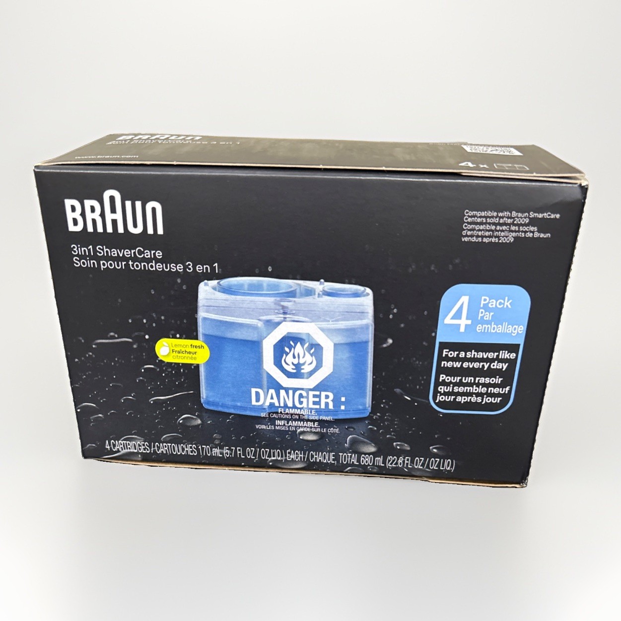 Braun Shaving Station Clean & Renew Refill Cartridges 4 Pack Lemon-Fresh(NEW)