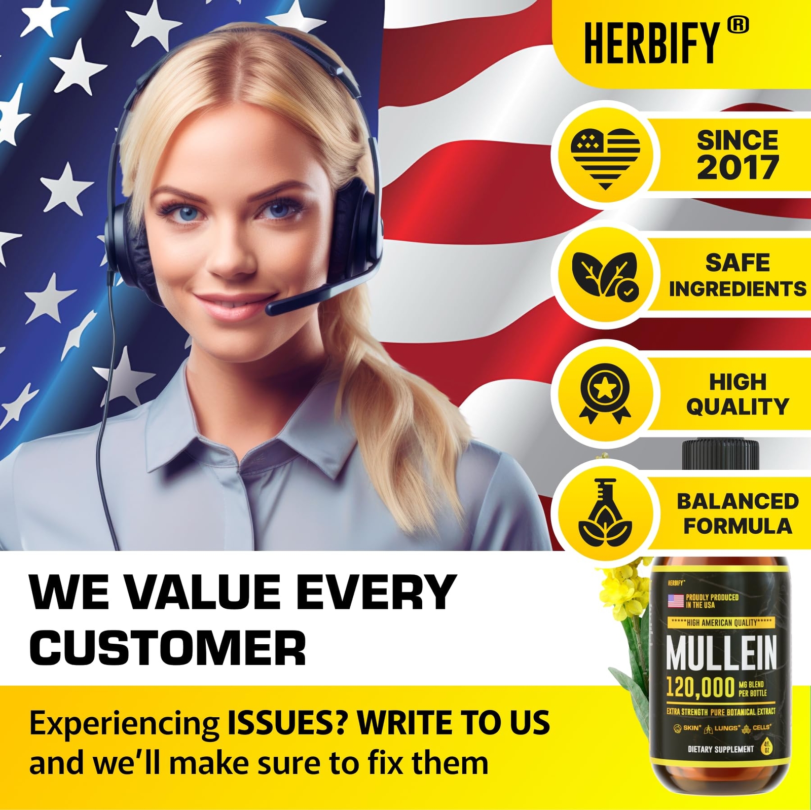 HERBIFY Mullein Drops – Lung Cleanse – Leaf Extract – Powerful Mullein for Im…