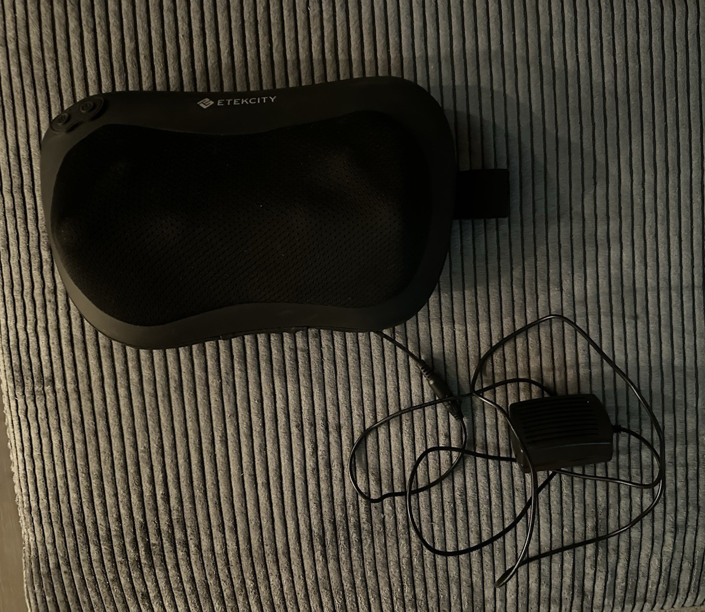 Etekcity Heated Massage Pillow, Corded Electric, Black Mesh, 16 x 12 in