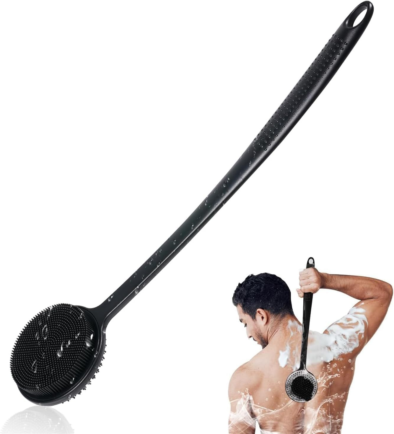 Silicone Back Scrubber for Shower, 17in Lengthen Long Handle Body Brush