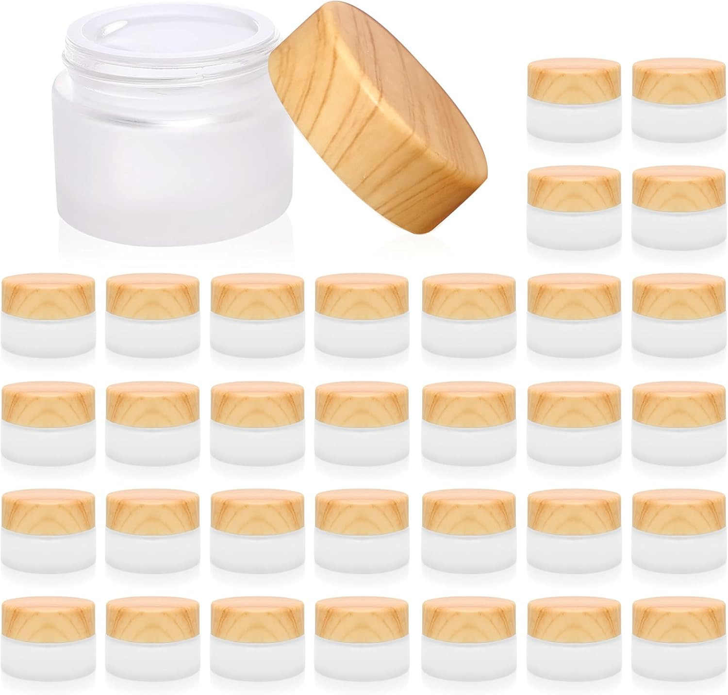 32 Pcs Glass Cosmetic Containers 5 Grams round Frosted Cosmetic Jars with Leak P