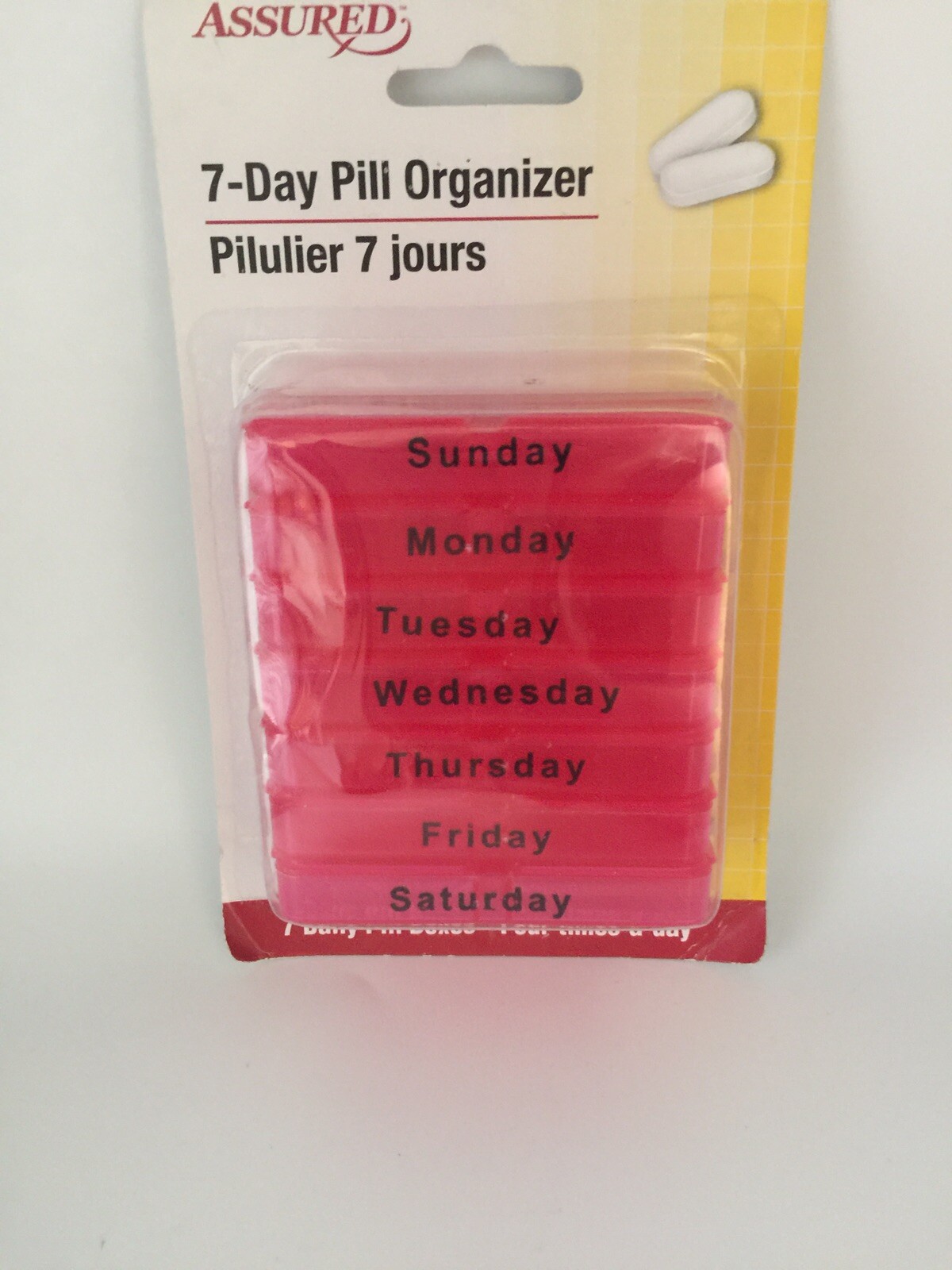 Assured 7 Day Pill Cabinet 4 Times Per Day Red New in Package