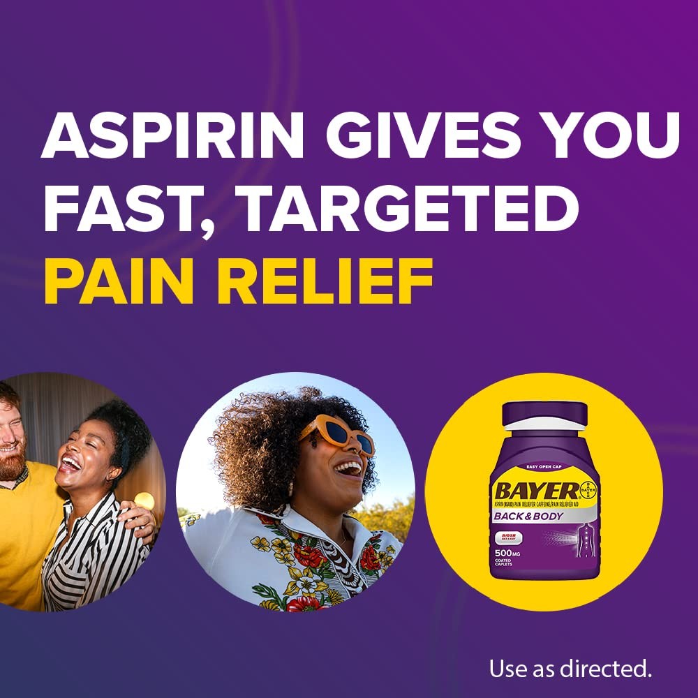 Bayer Back & Body 500mg Aspirin Plus Caffeine 200 Count (Pack of 1), White