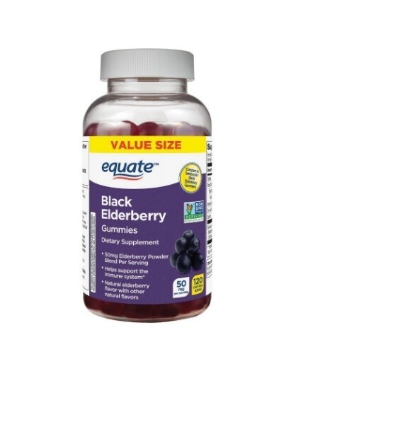 Equate Black Elderberry Dietary Supplement Gummies 50 mg 120 Count