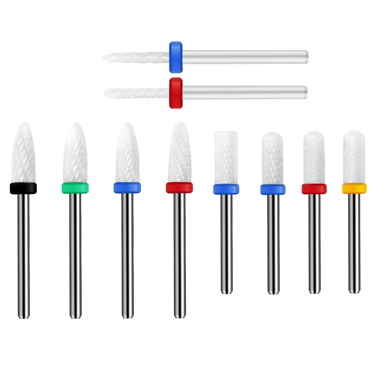 ERUIKA 10Pcs Ceramic Nail Drill Bits，3/32 Bits Set for Acrylic…