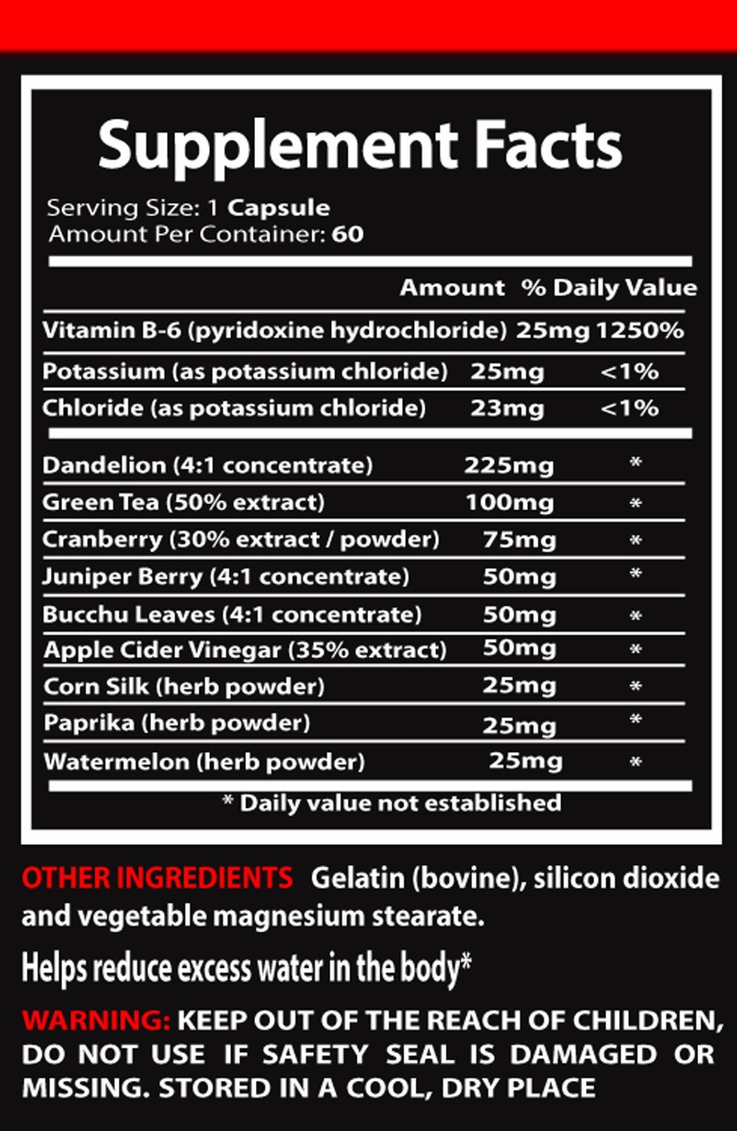 Immune support capsules-RASPBERRY KETONES–WATER AWAY COMBO-cranberry vitamin