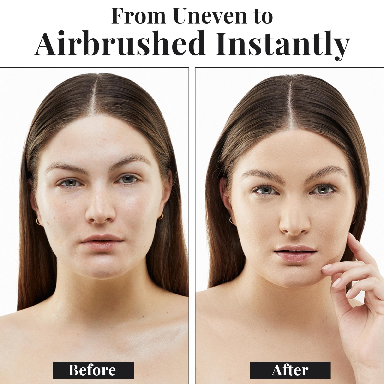 Airbrush Foundation 2pc Set – Light Medium, Kabuki Brush & Mist Spray, Buildable