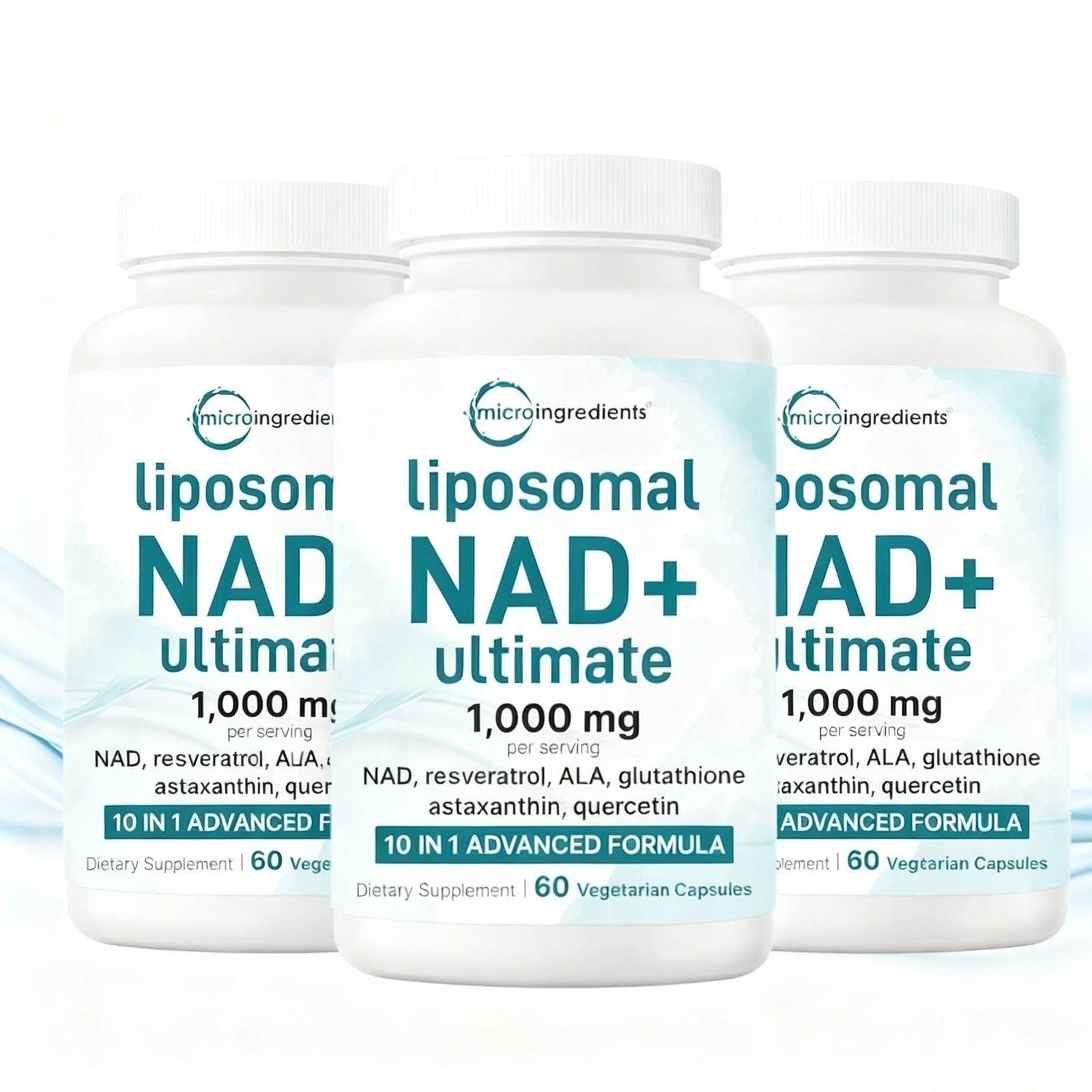 Liposomal NAD+ Ultimate 10-in-1 with Resveratrol ,1000mg | 60 Veggie Capsules