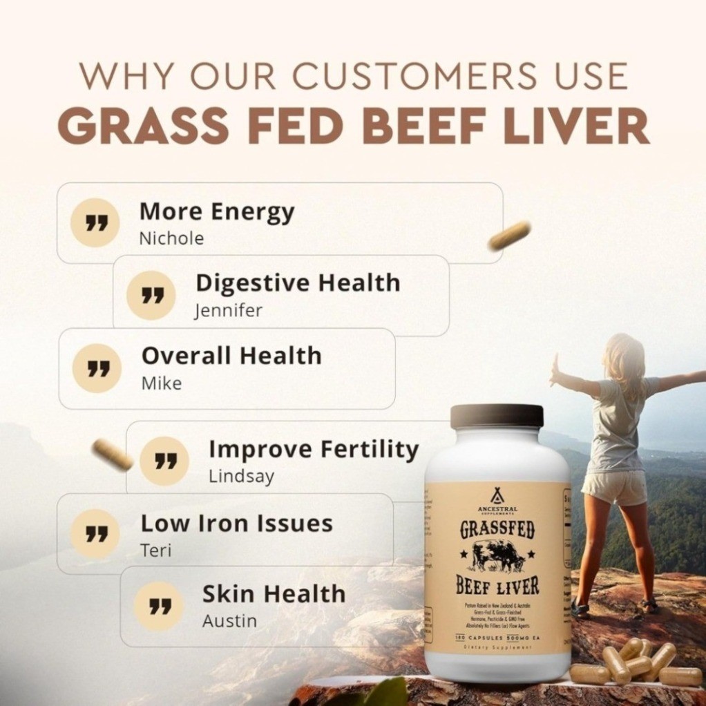 Ancestral Supplements Grass Fed Beef Liver 3000mg Non-GMO new sealed 180Caps