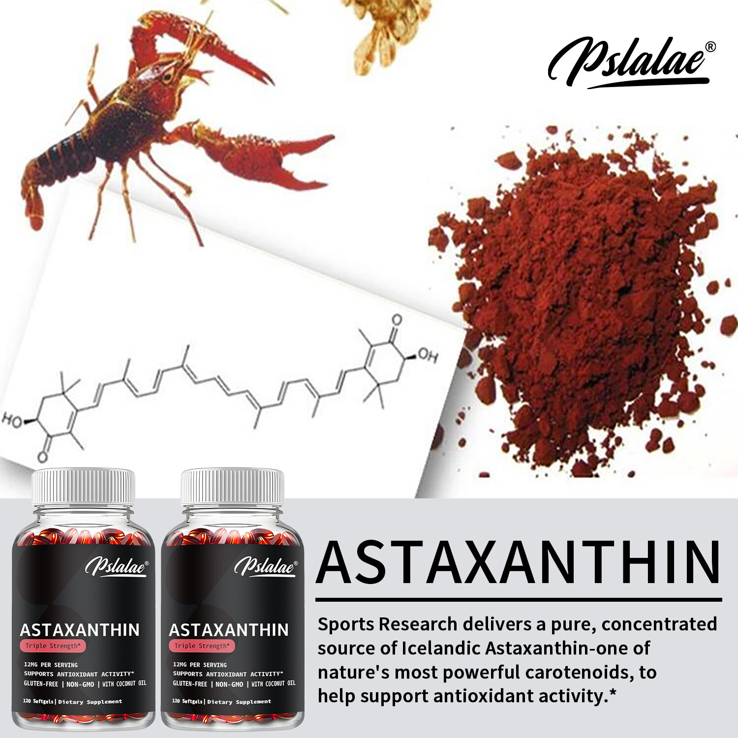 Astaxanthin 12mg – (From Haematococcus Pluvialis) Powerful Antioxidant Support