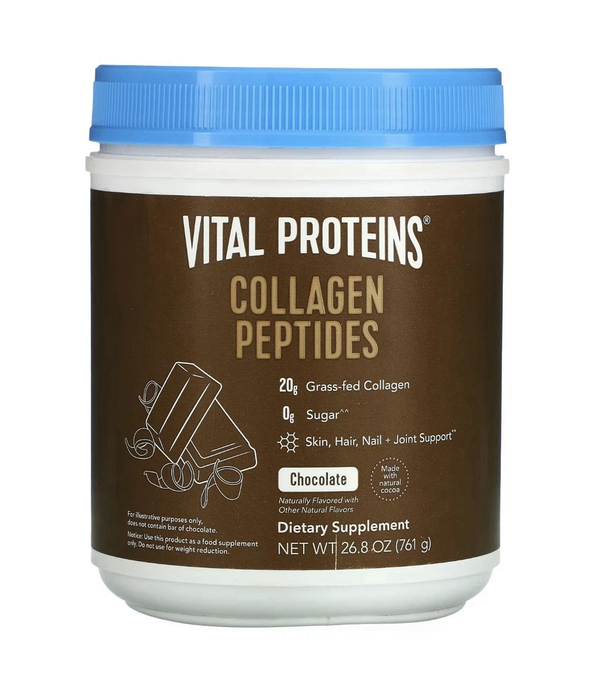 Vital Proteins Collagen Peptides Supplement Chocolate 28Servings Grass FedNonGMO
