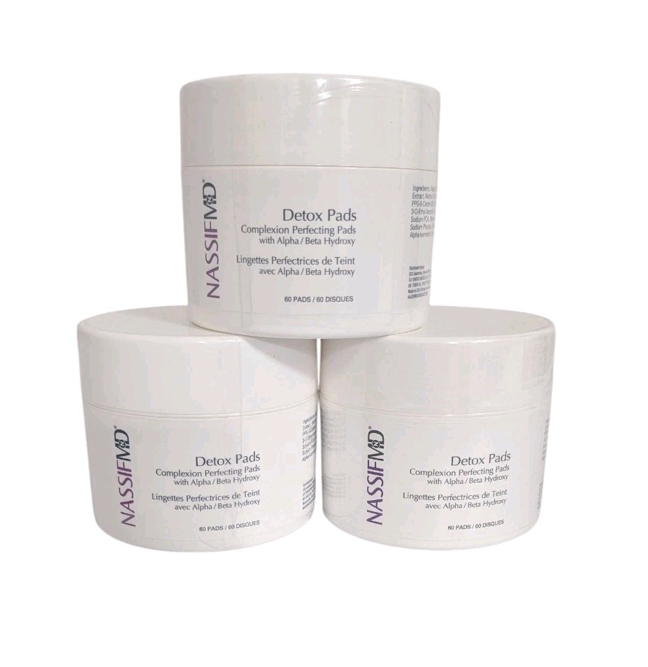 NassifMD Detox Pads Complexion Perfecting-3 Piece 60 count 180 Pads-New Sealed