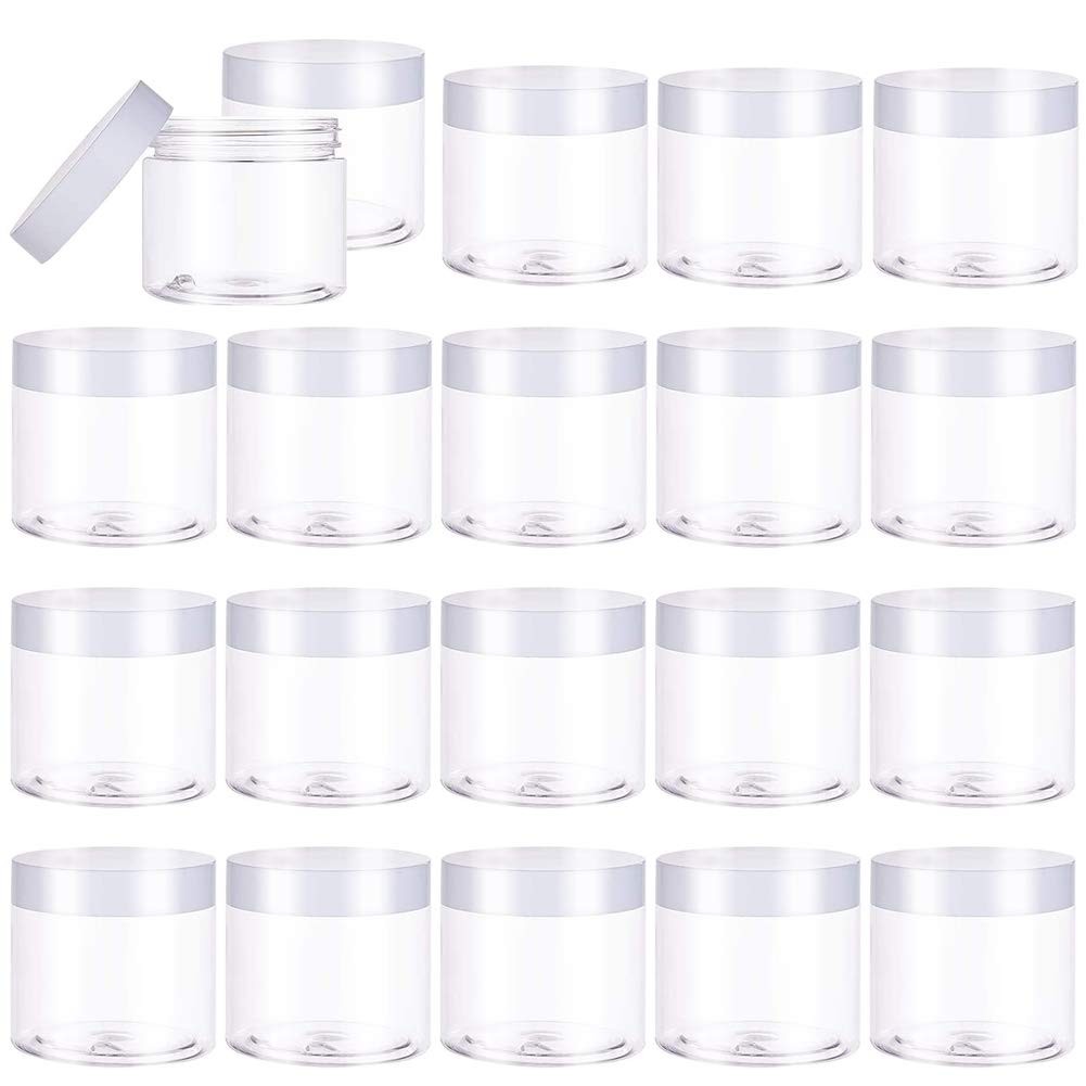 20 PCS 2oz Plastic Empty Jars with Lids(White),Wide-Mouth Refillable Storage