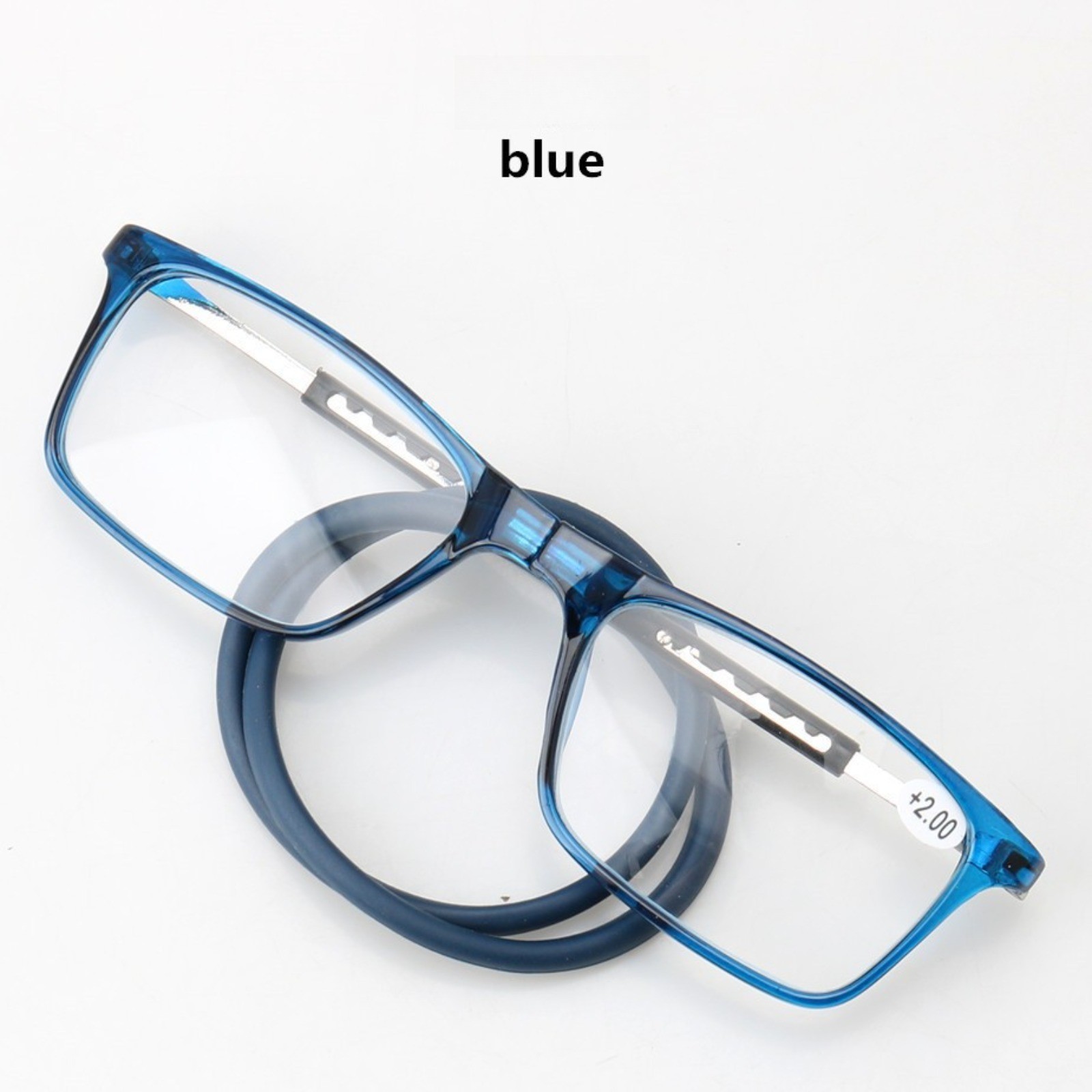 HD Magnetic Neck Reading Glasses, PC Square Retractable Leg Unisex Daily Eyewear