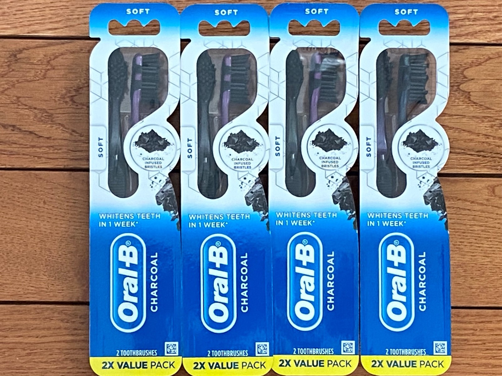 Oral B Charcoal Infused Bristles Soft Toothbrushes Black – 4 Packs Of 2 – New