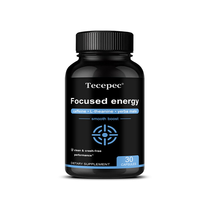 Caffeine with L-Theanine for Energy & Focus – with Yerba Mate Vegan Capsules