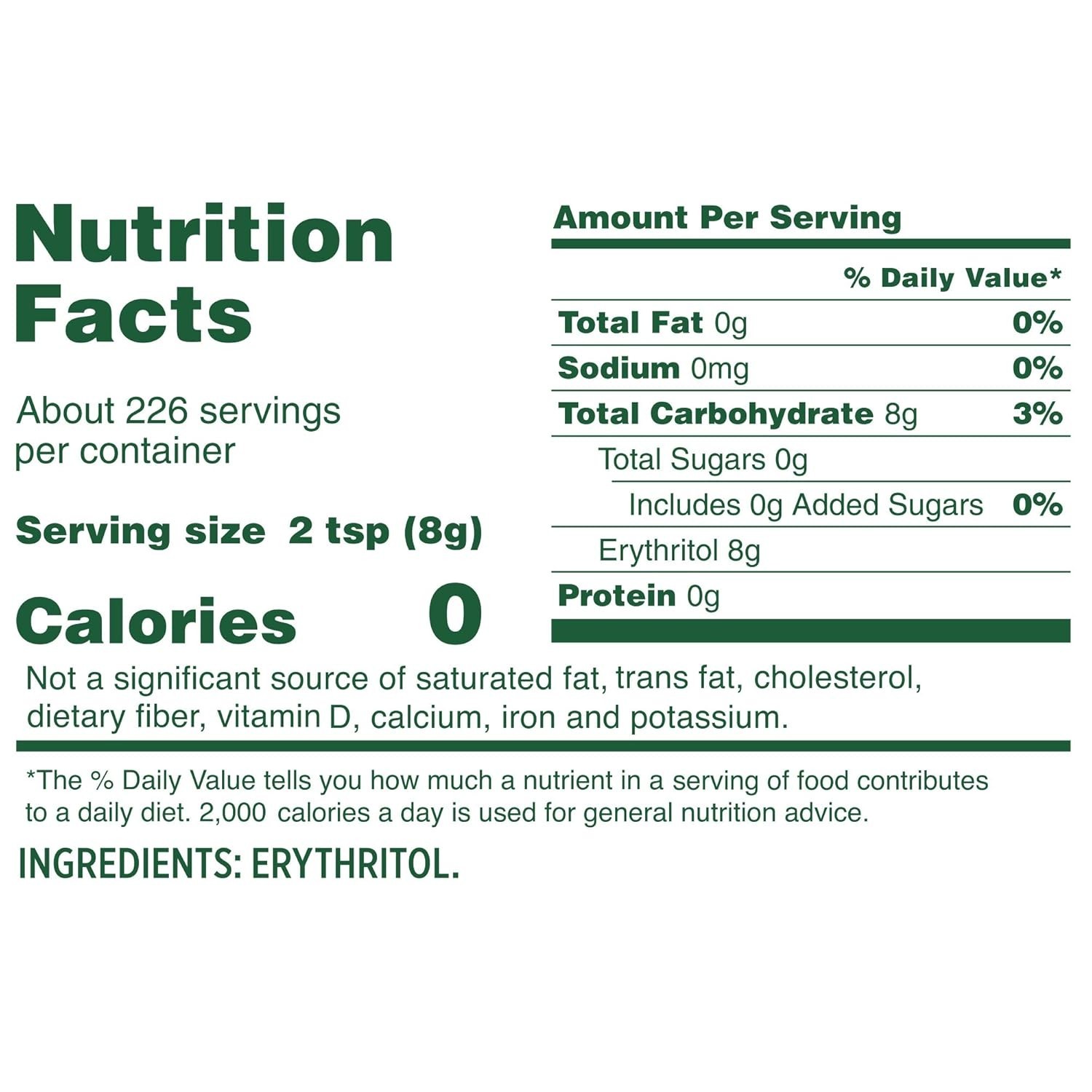 Plant-Based Erythritol Sugar Alternative 4lb Zero Calorie Sugar Substitute