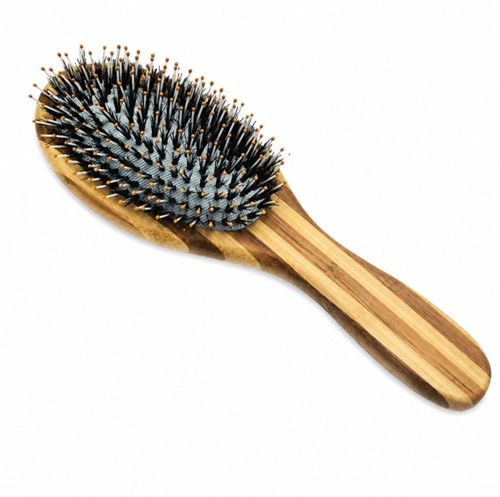 Boar Bristle Hair Brush Bamboo Scalp Massage Comb Thick Curly Fine Hair