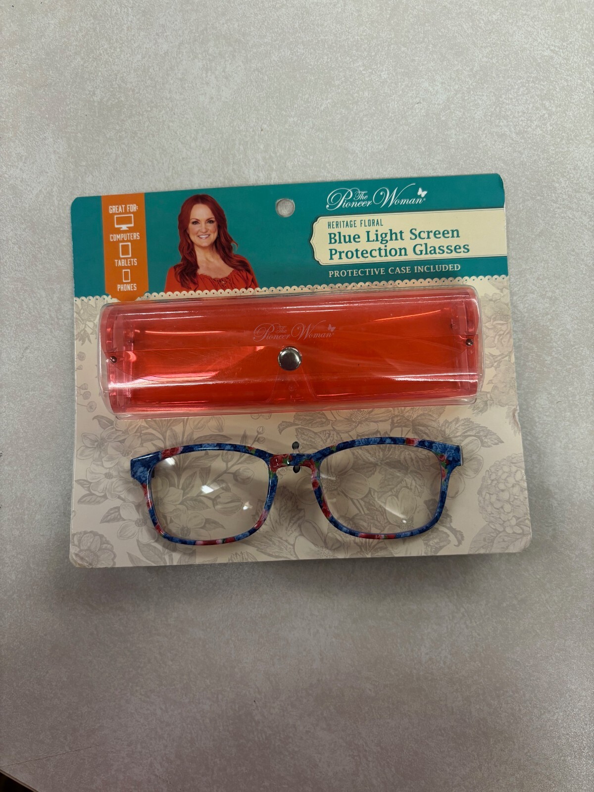 Pioneer Woman Heritage Floral Blue Light Screen Protection Glasses With Case new