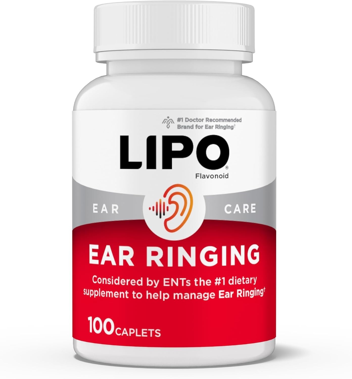 Lipo Ear Ringing Support Caplets – Natural Inner Ear & Circulation Aid with L…