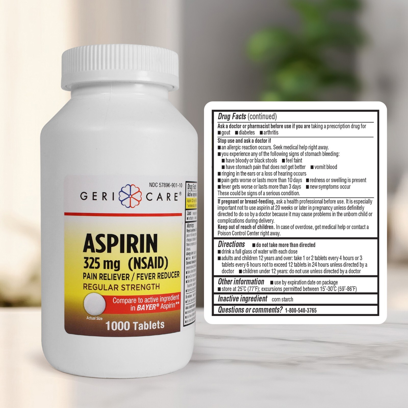 Geri-Care, Aspirin Tablets 325mg by Geri-Care, 1000 Count