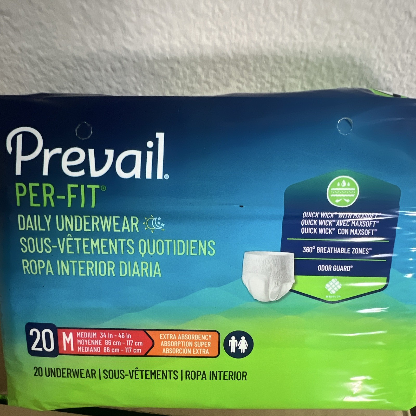 Prevail Per-Fit Daily Incontinence Pants M Extra Absorbency White 20 pack