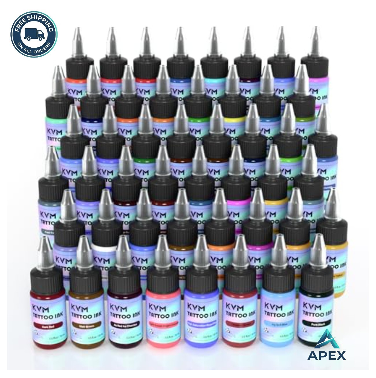 Tattoo Ink Set 48 Colors 0.5 oz Permanent Pigment Kit for Liner Shading Realism