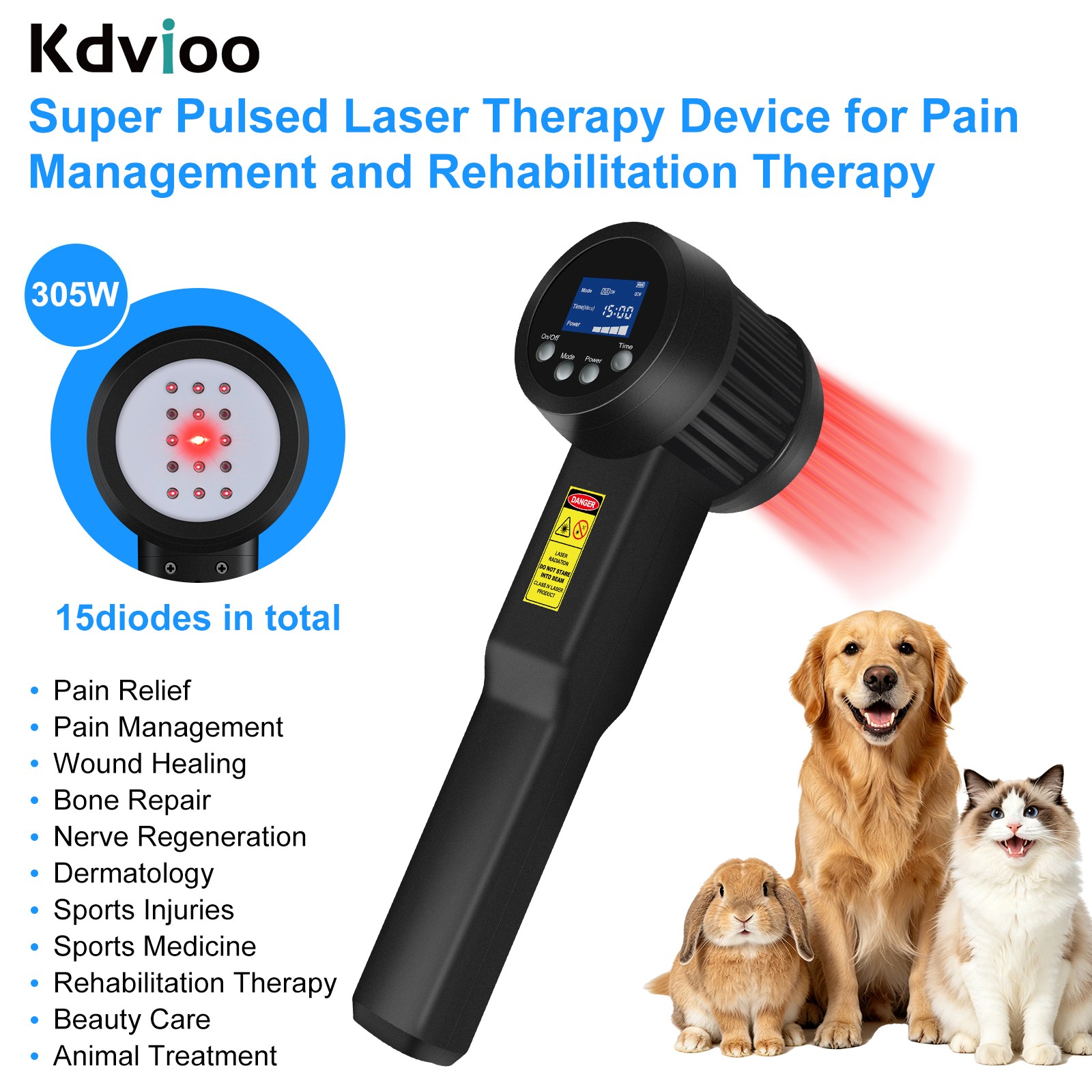 305W 905nm 808nm 660nm Super Pulsed Laser Therapy Device for Nerve Regeneration