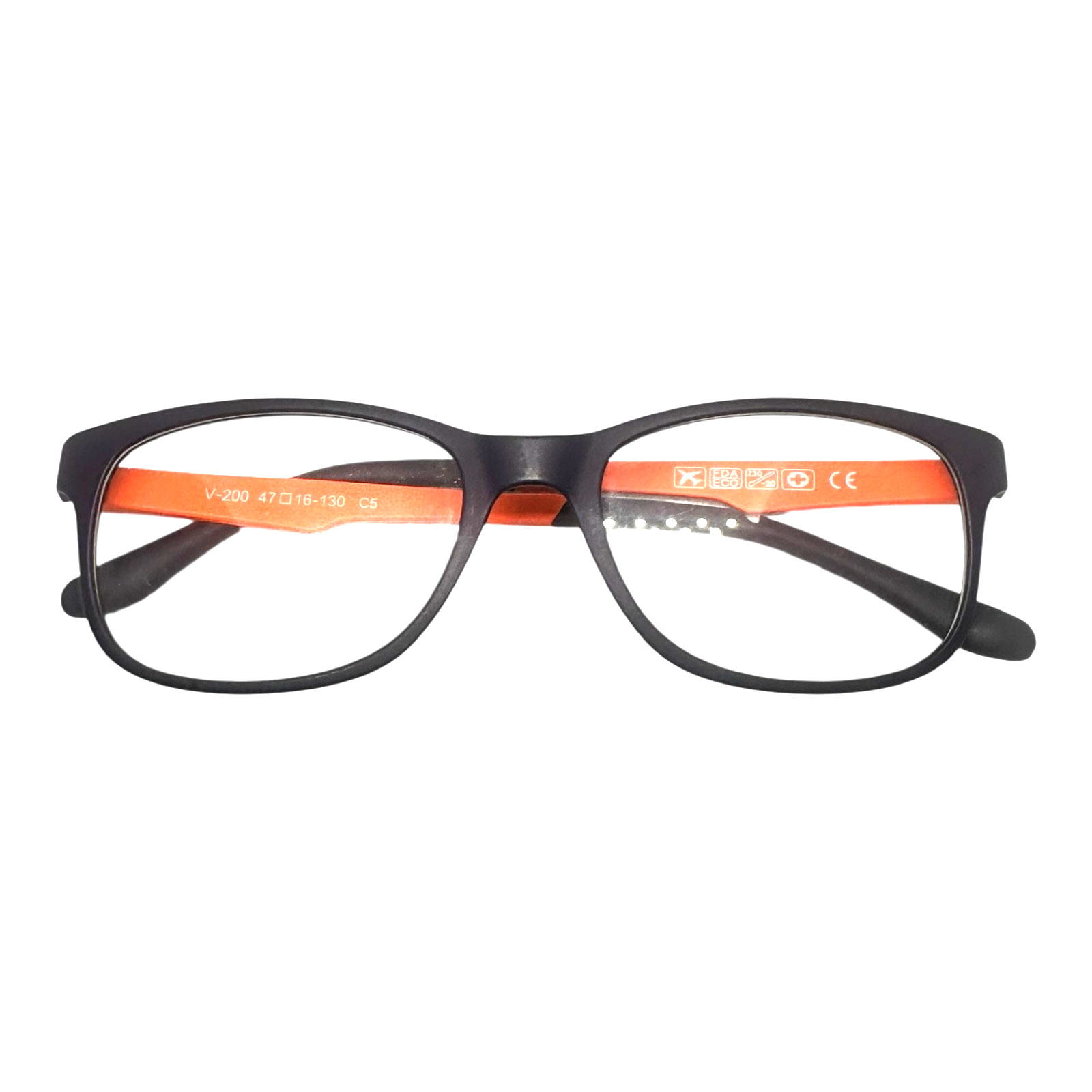 Eyeglasses unisex Kids Rectangular Navy Blue Whit Orange Arms Light Weight New