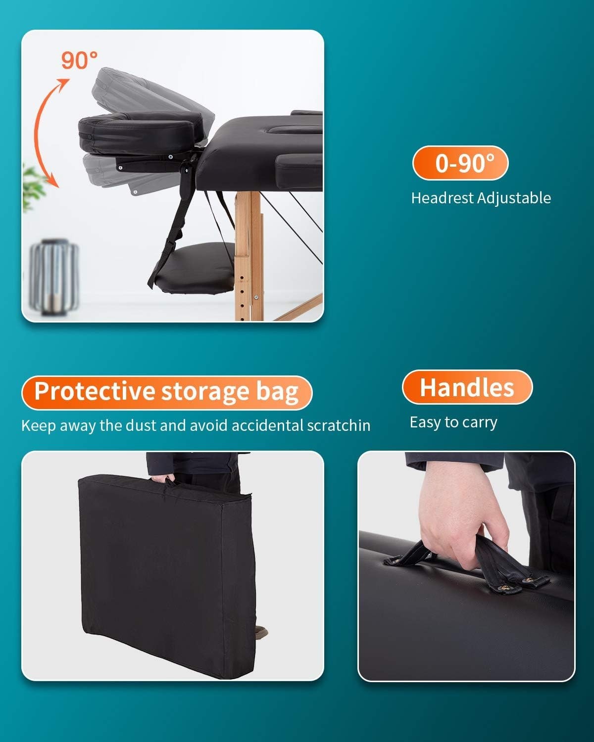 Portable 28-Inch Wide Adjustable Height Massage Table with Accessories