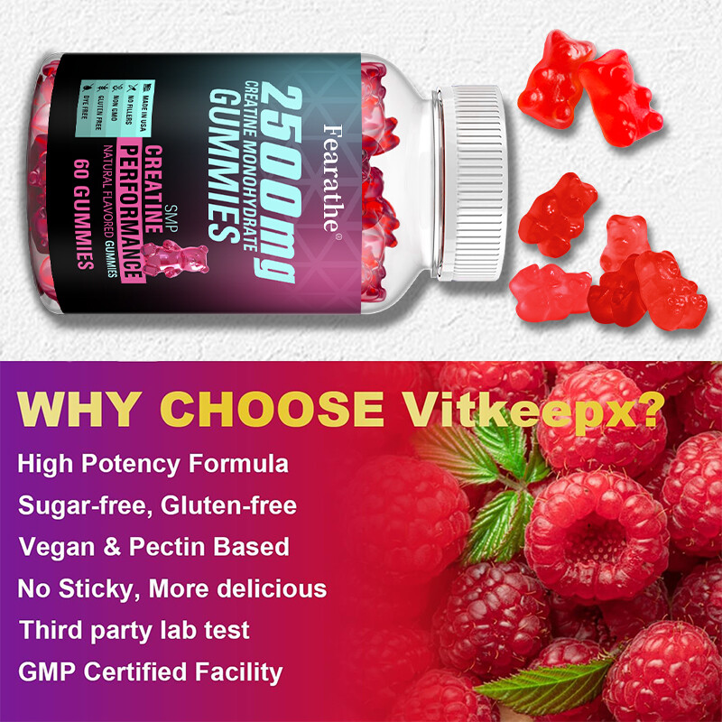 Creatine Monohydrate 2500mg- Increase Strength & Build Muscle, 60 Gummies