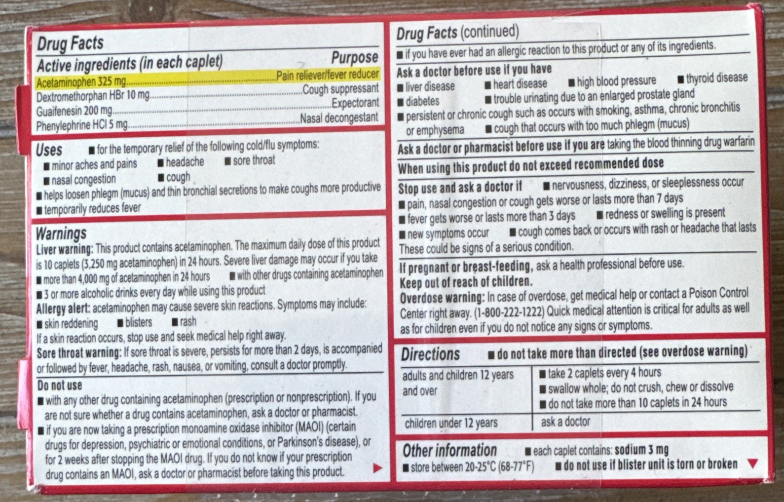 6PK Tylenol Cold + Flu Severe 325 MG ~ 24 Caplets Each ~ EXP 06/28