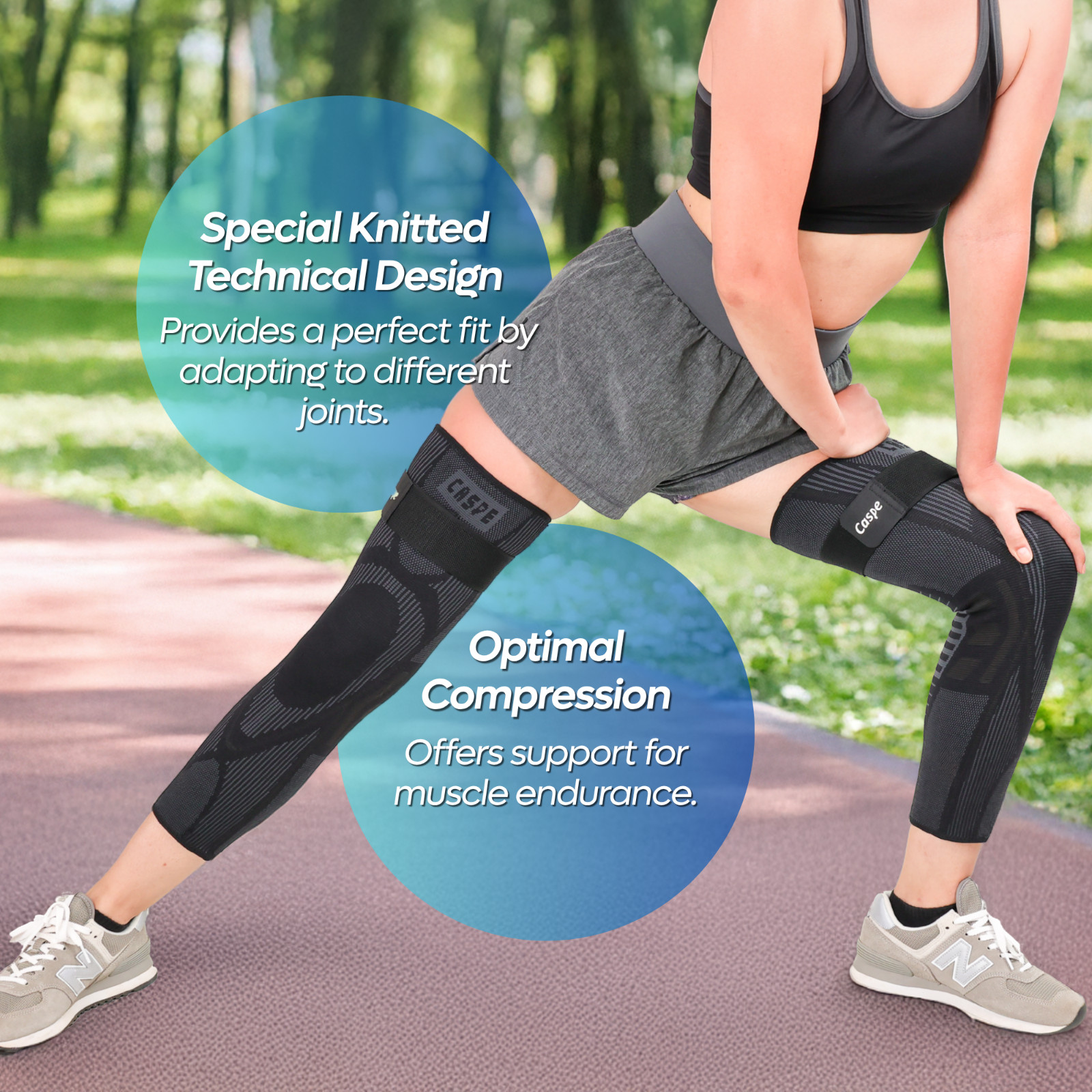 Full Leg Compression Sleeve Knee Support Brace Meniscus Tear Arthritis Pain Gym