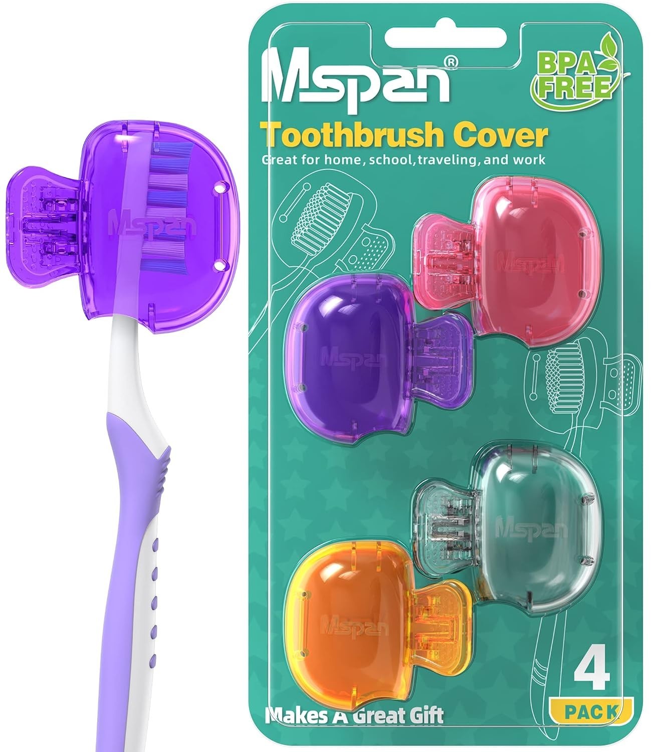 Colorful Toothbrush Cap Set – Protects, Dries & Organizes Your Brush Heads