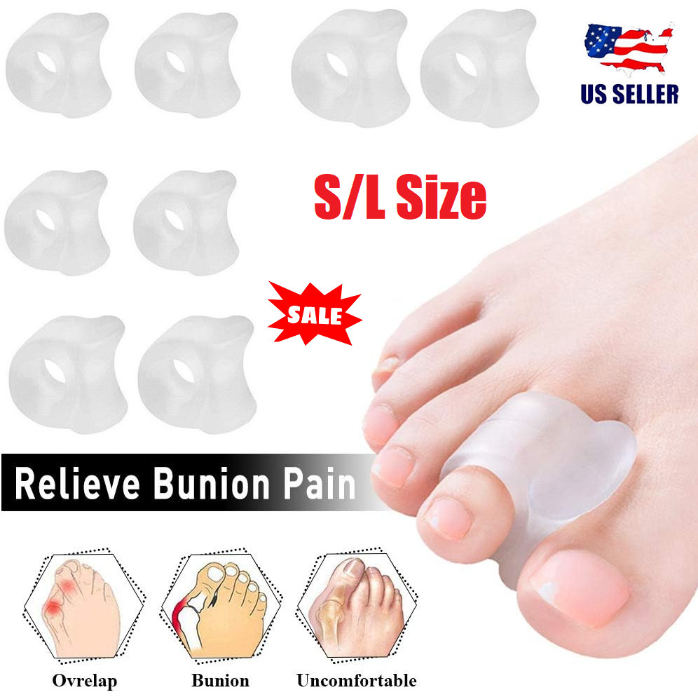 8Pcs Soft Silicone Gel Toe Separator Bunion Toes Spacer Orthotics Pain Relief