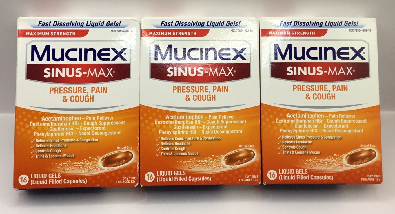Ex 9/26 (3) Mucinex Sinus-Max Pressure Pain & Cough 16×3=48 Liquid Gels Exp 9/26