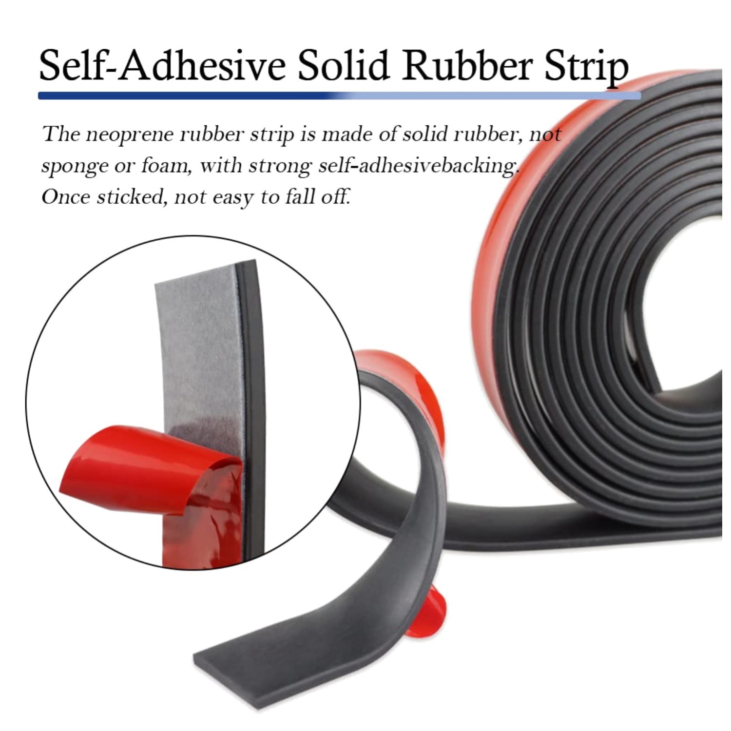 Neoprene Rubber Strips 1″ x 1/8″ x 20′ – Adhesive Backing