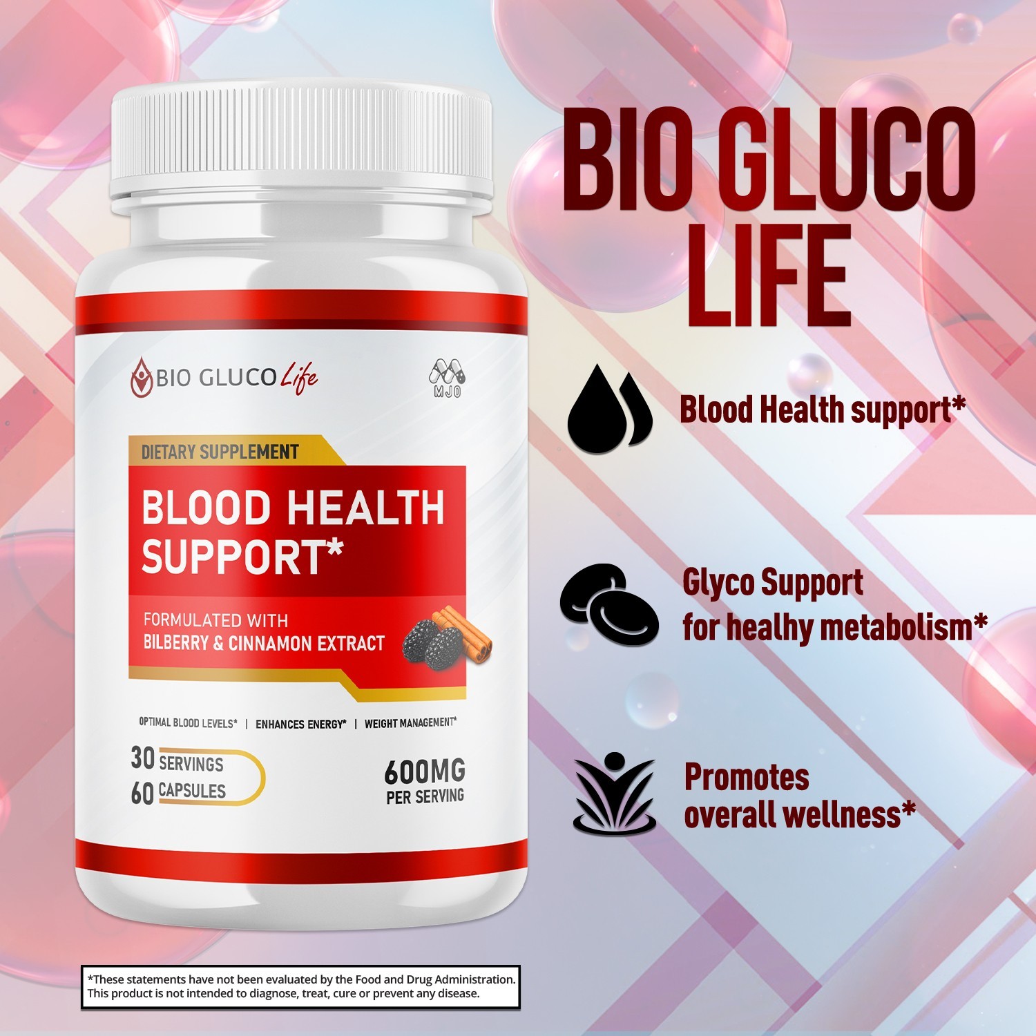 (2 Pack) Bio Gluco Life Advanced Support Blood Supplement 120 Capsules