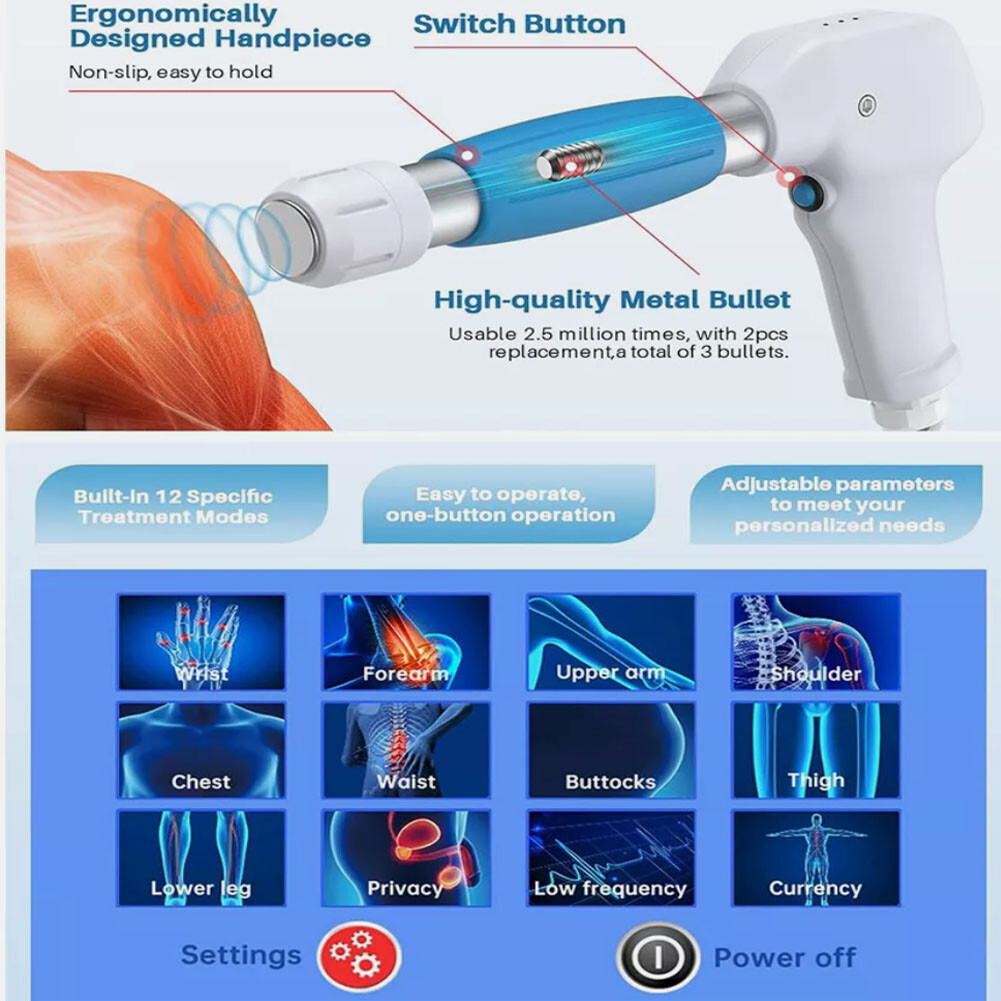 Kalecope Pneumatic ED Shockwave Therapy Machine Muscle Joint Pain Relief Massage