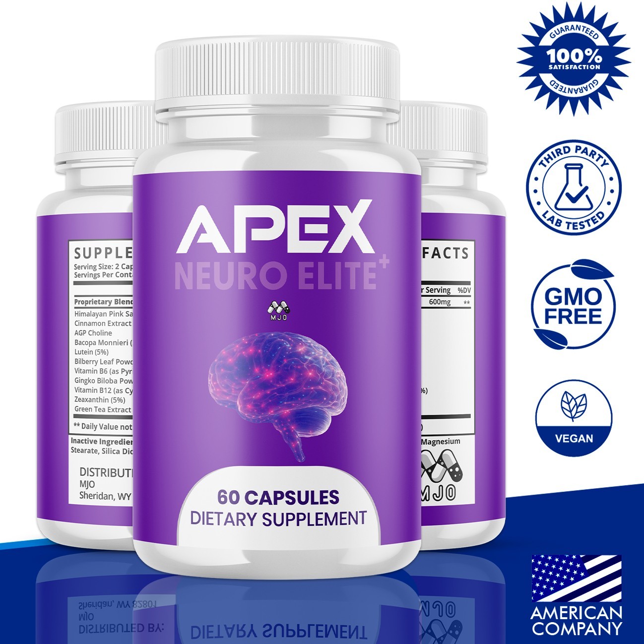 (5 Pack) Apex Neuro Elite Advanced Brain Health Support Supplement 300 Capsules