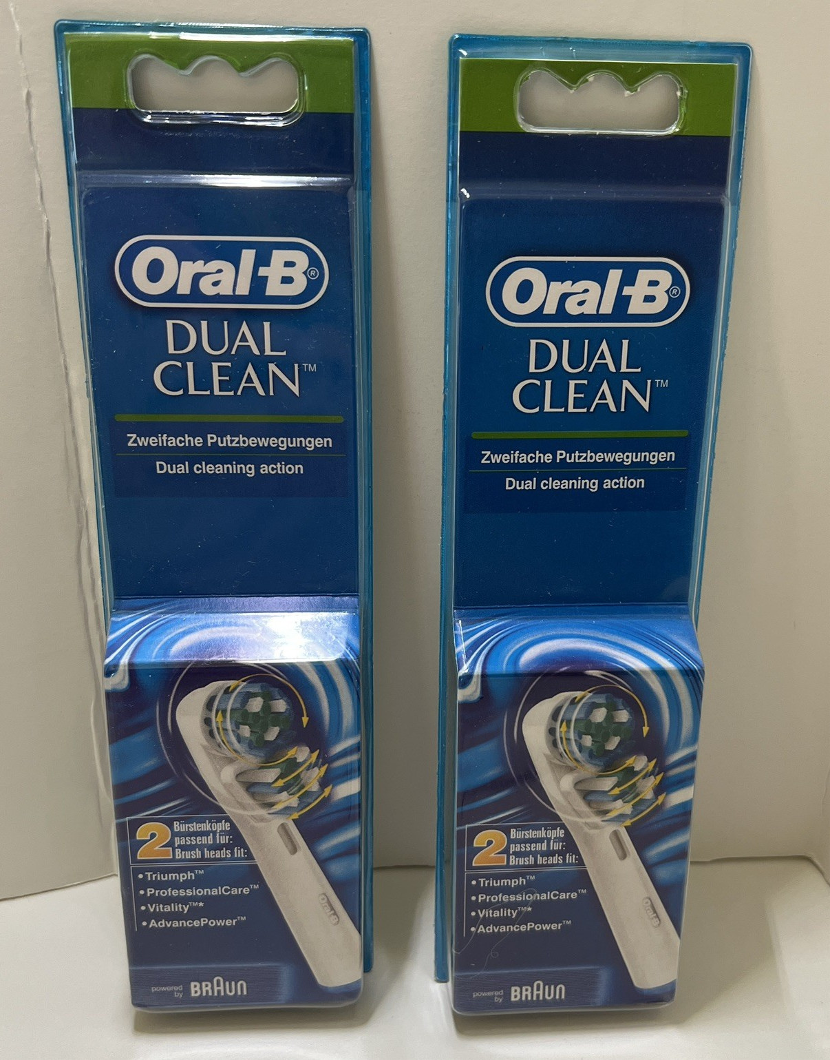 2 Oral-B Braun DUAL CLEAN Replacement Brush Heads PACK OF 2 (4 heads) Fits Most
