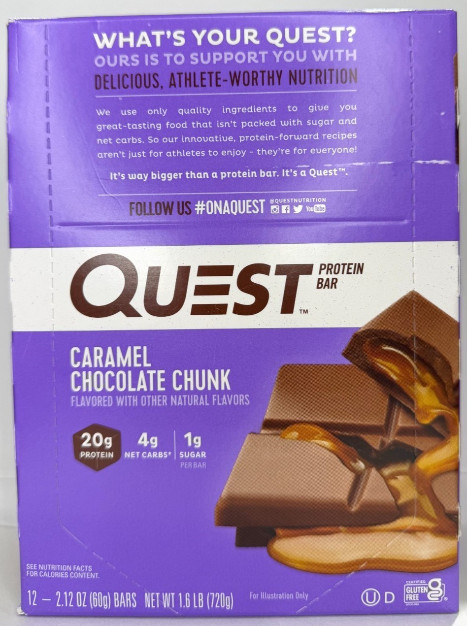 Quest Nutrition Protein Bars Caramel Chocolate Chunk 12 ct Exp 06/2026